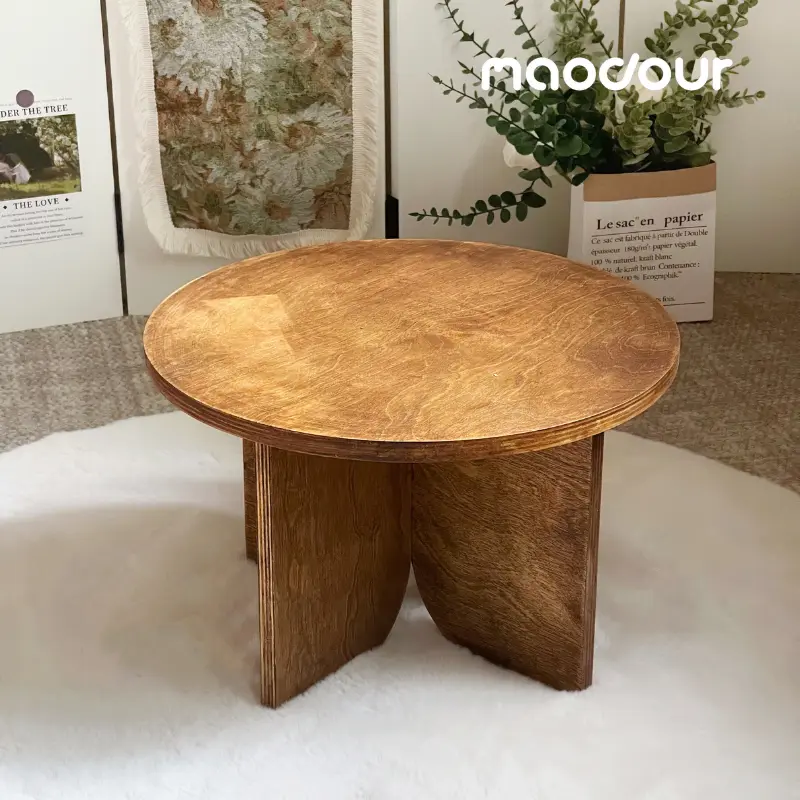 wooden pet furniture decoration - Vintage Round Pet Side Table and Mini Chair Set